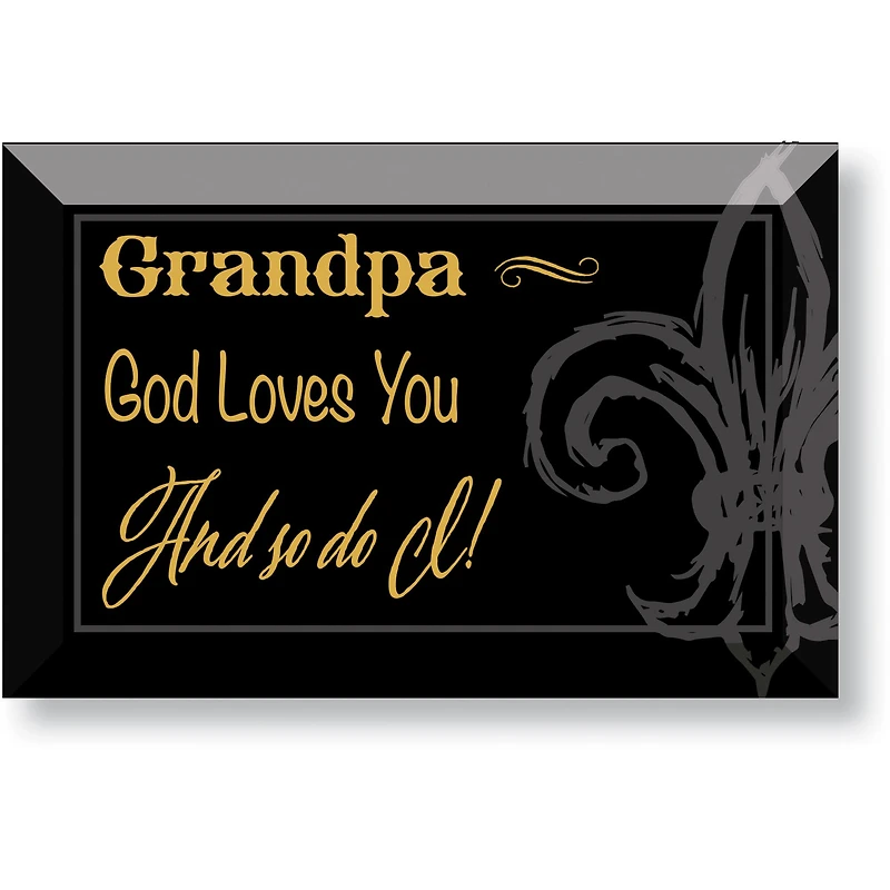 Grandpa God Loves You and so do I! Glass Plaque with Easel