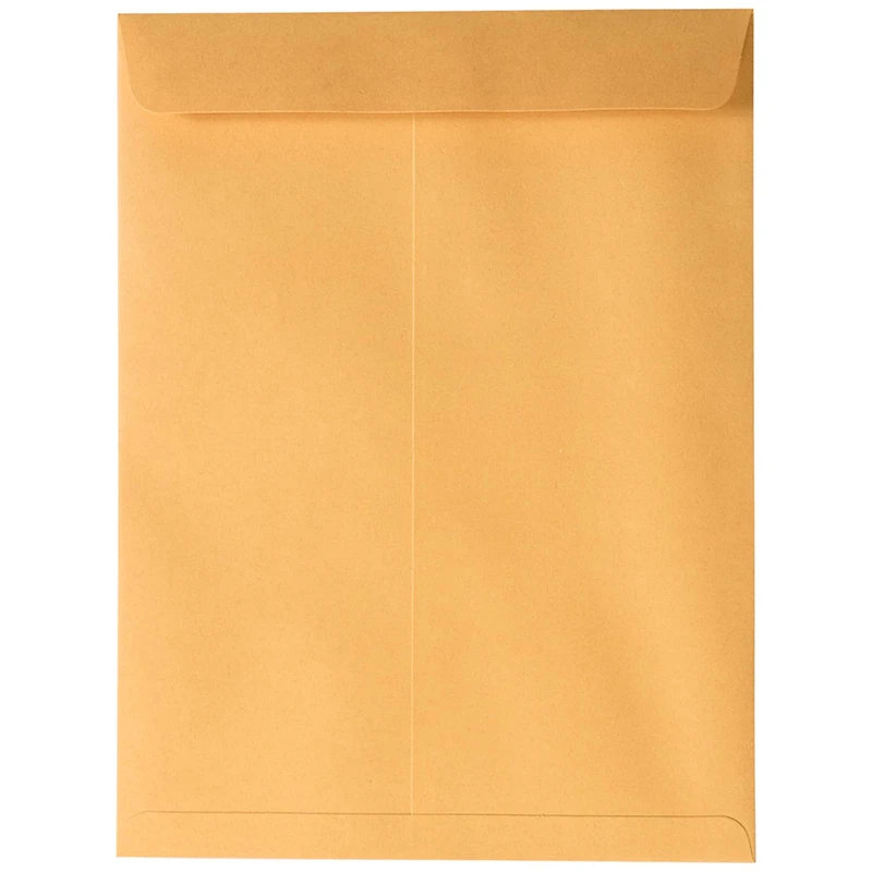 JAM Paper Brown Kraft Manila Open End Catalog Premium Envelopes with Peel & Seal Closure