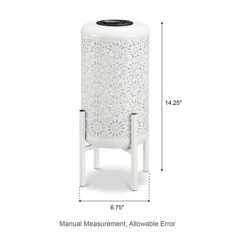 Glitzhome® 14.25" Metal Cutout Flower Pattern Solar Powered LED Outdoor Lanterns