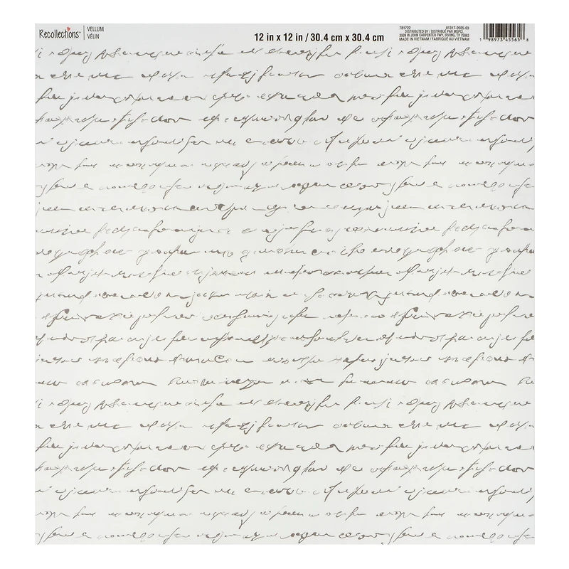 12" x 12" Word Script Vellum Paper by Recollections™