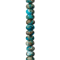 12 Pack:  Aqua Serpentine Rondelle Beads, 8mm by Bead Landing™