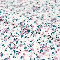 SINGER Purple Small Floral on White Cotton Fabric