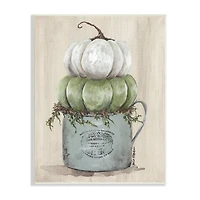 Stupell Industries Green White Harvest Pumpkins Country Jar Planter Wall Plaque Art