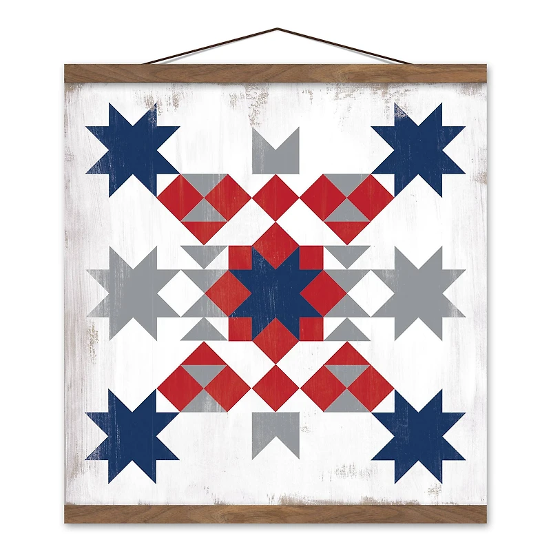 Americana Patchwork Teak Hanging Canvas