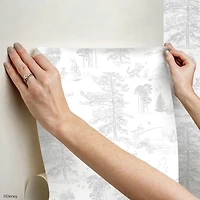 RoomMates Winnie The Pooh Gray Toile Peel & Stick Wallpaper