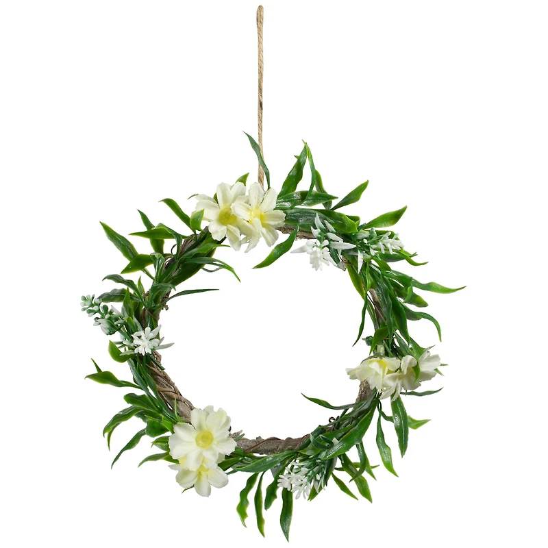 7" Mini White Floral & Foliage Spring Wreath