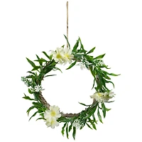 7" Mini White Floral & Foliage Spring Wreath