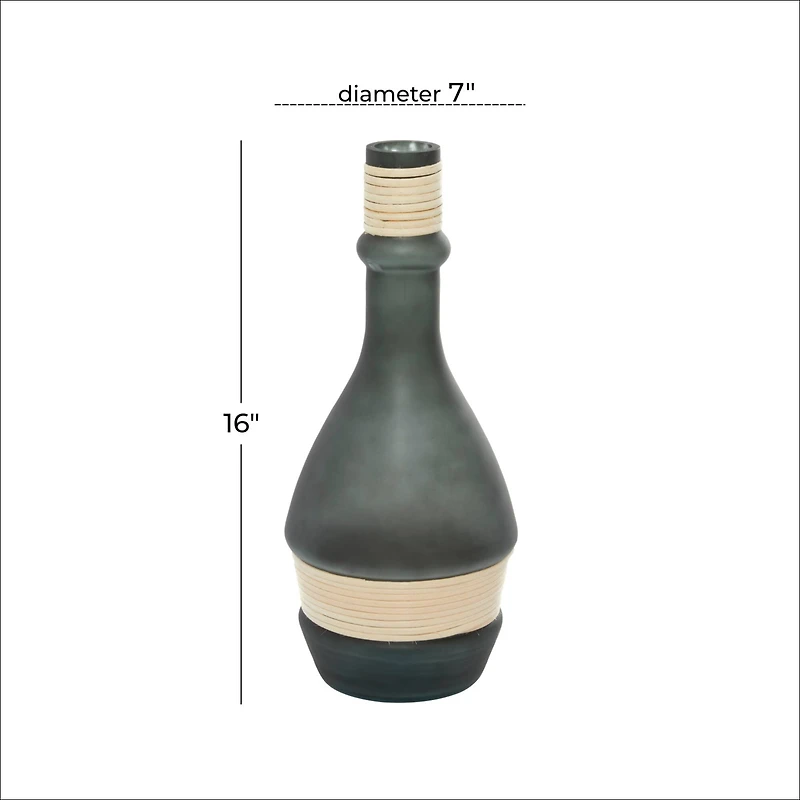 The Novogratz 16" Green Contemporary Glass Vase