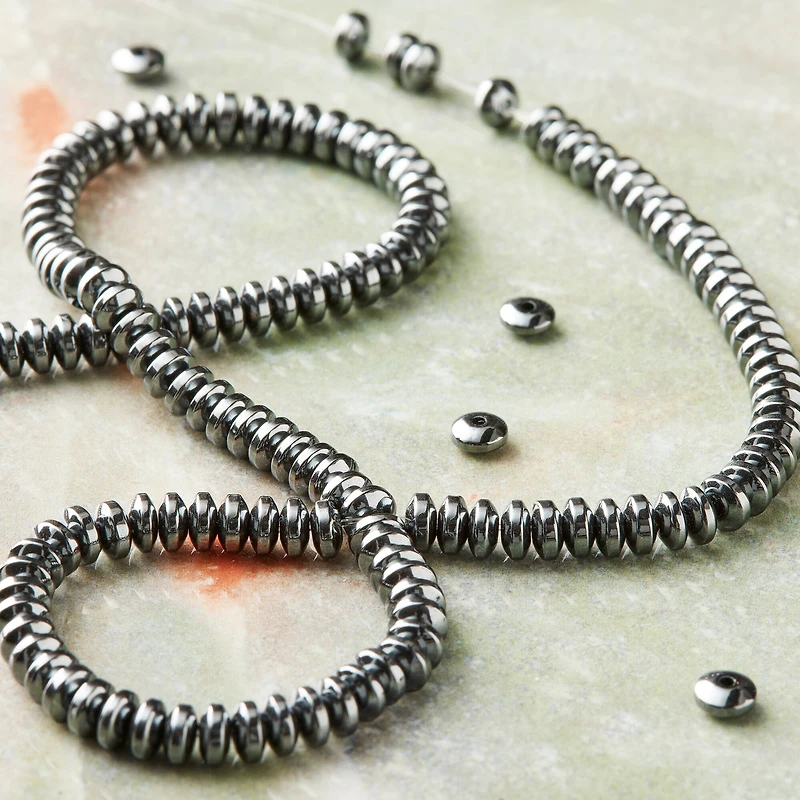 Gray Hematite Rondelle Beads, 5mm by Bead Landing™