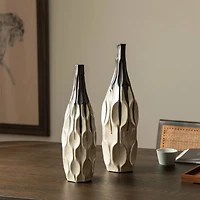 Glitzhome® Geometric Two-Tone Faceted Ceramic Modern Vase Set