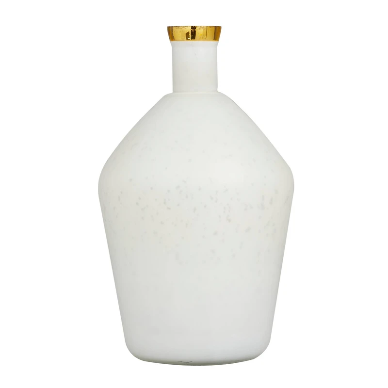 White Glass Glam Vase, 15" x 9" x 9"