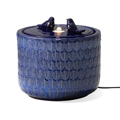 Glitzhome® 15" LED Bird Cylindrical Ceramic Fountain