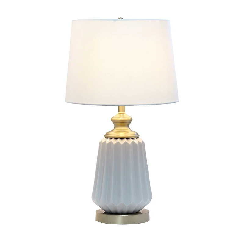 Lalia Home 25" Gray Fluted Ceramic and Metal Table Lamp with White Shade