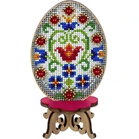 Wonderland Crafts Floral Easter Egg Cross Stitch on Wood Kit