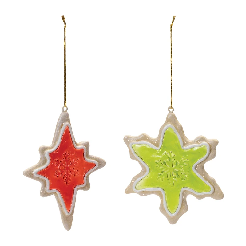 Frosted Cookie Star & Snowflake Ornament Set