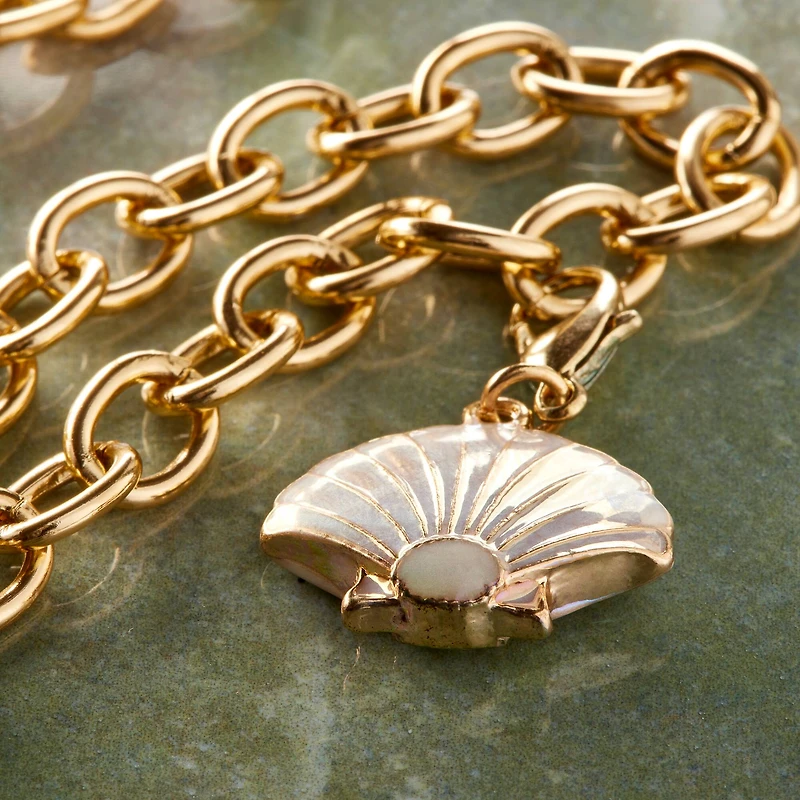 Charmalong™ White & Gold Shell Charm by Bead Landing™
