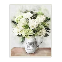 Stupell Industries Carpe Diem with White Hydrangea Bouquet Wall Art