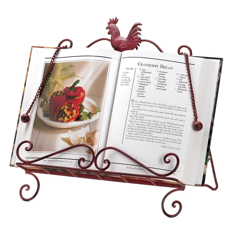 13.5" Red Rooster Cookbook Stand