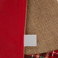 20" Burlap & Red Plaid Trim Mini Tree Skirt