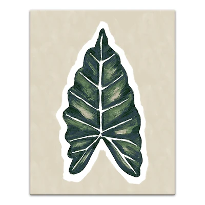 Tropical Leaf With Navy  11" x 14" Canvas Wall Art