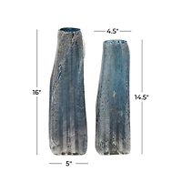 The Novogratz Blue Glass Contemporary Vase Set