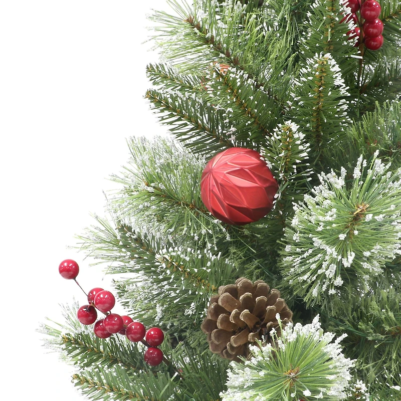 4ft. Pre-Lit Artificial Potted Adorned Christmas Tree, Warm White LED Lights