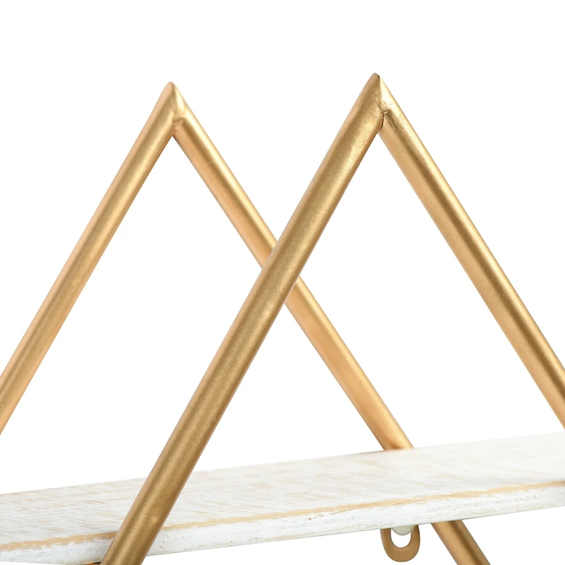 Hello Honey® Wood & Gold Diamond Wall Shelf
