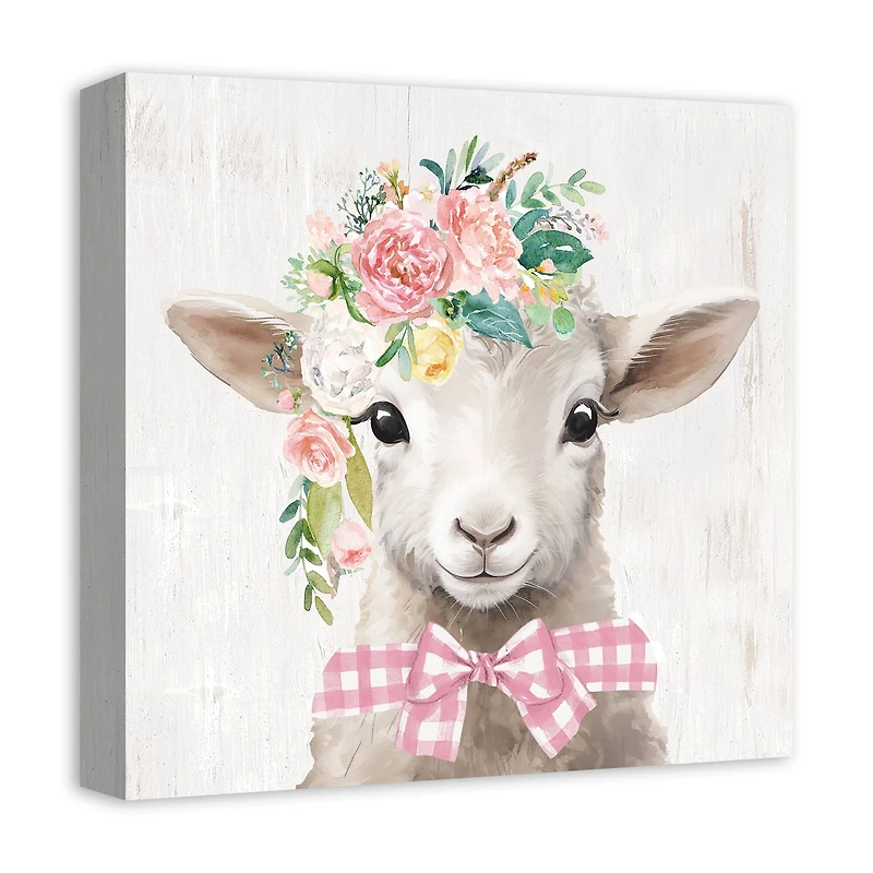 Floral Lamb Canvas Wall Art