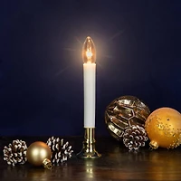 9" White & Gold Christmas Candle Lamp with Timer