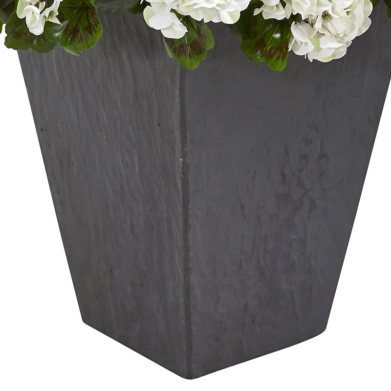 2.5ft. White Geranium in Slate Planter