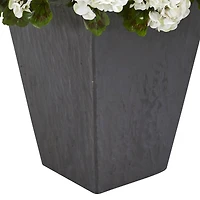 2.5ft. White Geranium in Slate Planter
