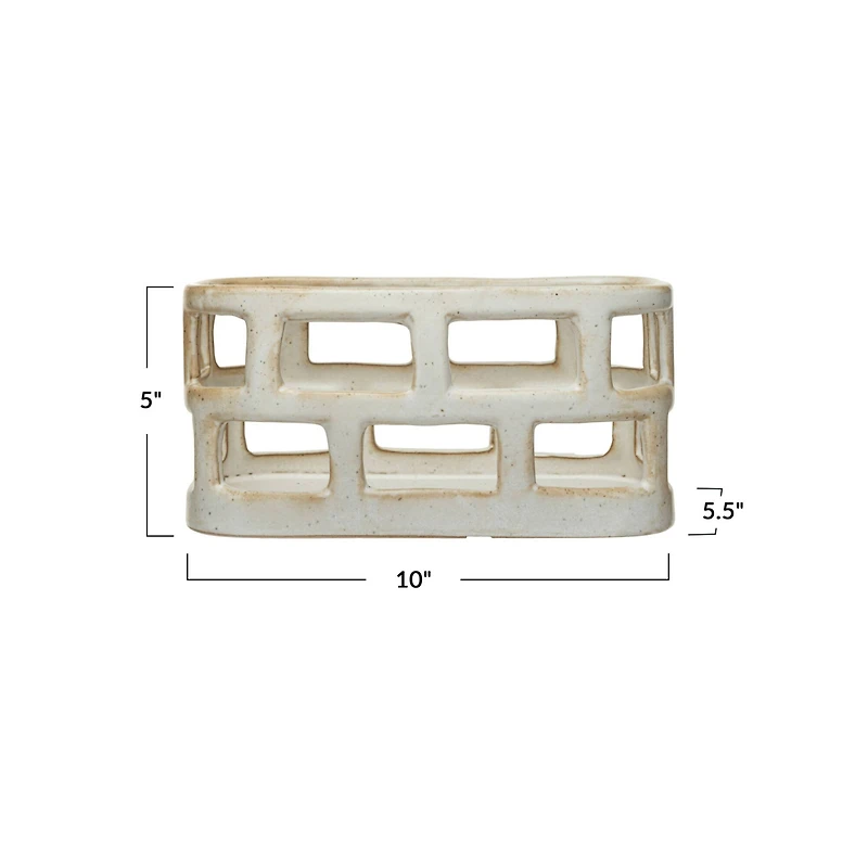 Hello Honey® Distressed Matte White Stoneware Food Storage Basket