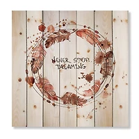 Designart - Impression Of Bird Feathers In Earth Tones - Traditional Print on Natural Pine Wood