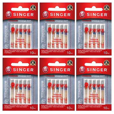 SINGER® Titanium Universal Regular Point Sewing Machine Needles, 60ct.