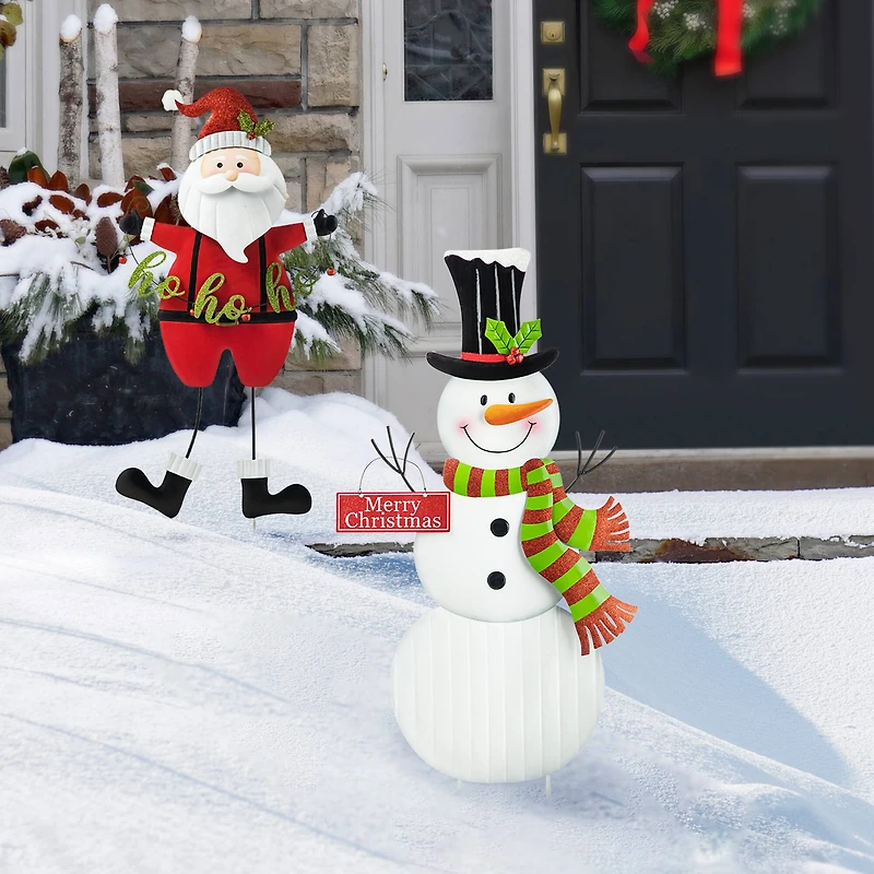 Glitzhome® 40" Metal Snowman Yard Stake