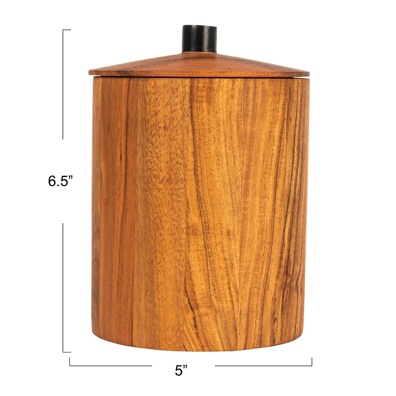 Hello Honey® 6.5" Natural Compact Acacia Wood Canister with Handle