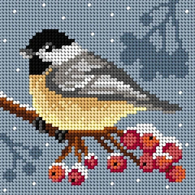 Orchidea Titmouse Gobelin Canvas Cross Stitch Kit