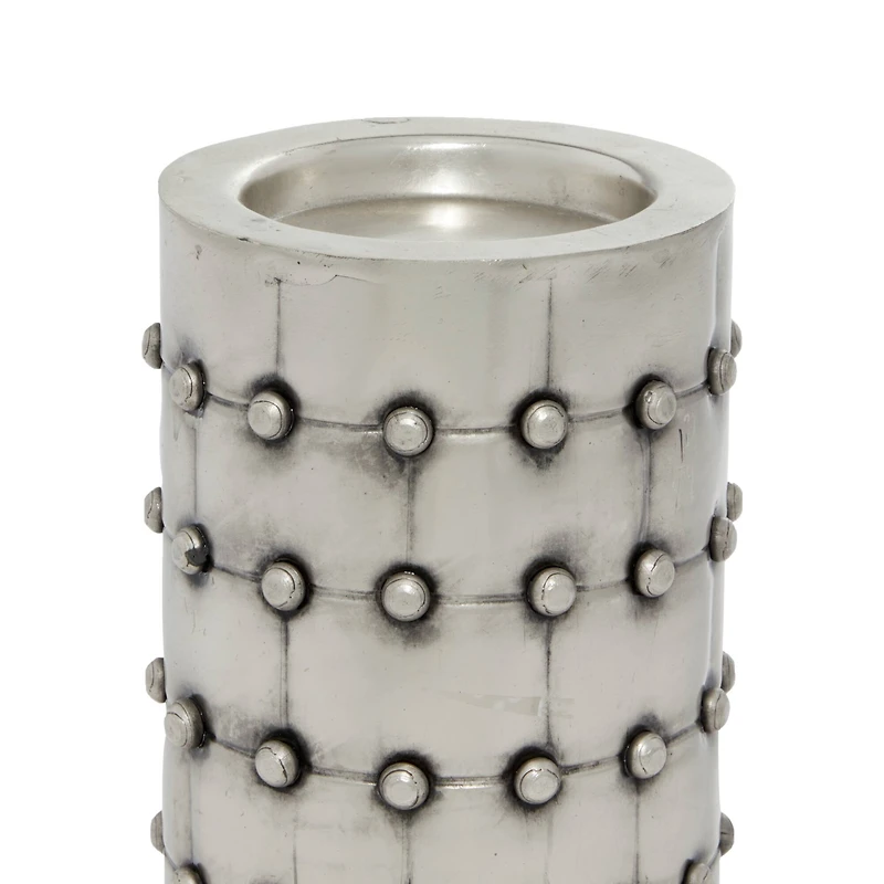 Silver Metal Industrial Candle Holder Set