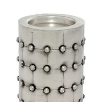 Silver Metal Industrial Candle Holder Set