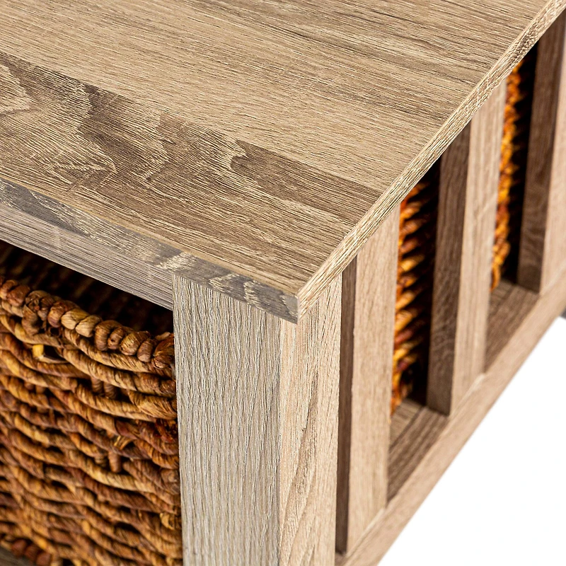 Walker Edison 40" Driftwood Mission Storage Coffee Table with Baskets