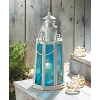 10" Ocean Blue Lighthouse Candle Lantern