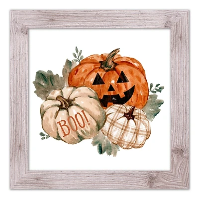 Watercolor Pumpkins 16" x 16" Western White Framed Print