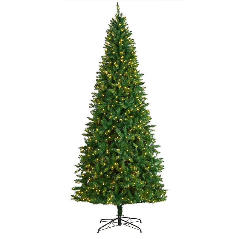 9ft. Pre-Lit Green Valley Fir Artificial Christmas Tree, Clear LED Lights