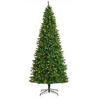 9ft. Pre-Lit Green Valley Fir Artificial Christmas Tree, Clear LED Lights