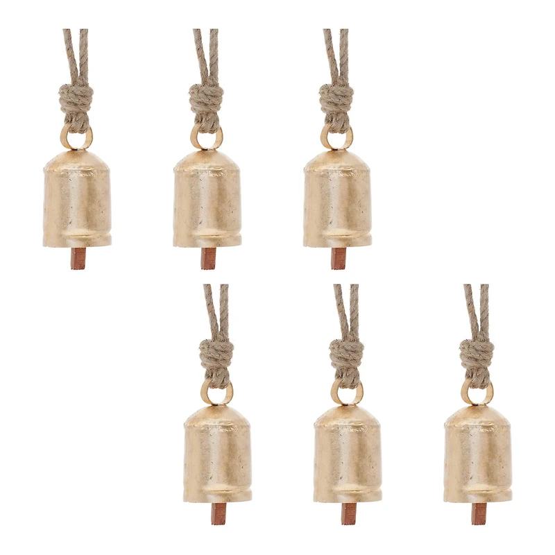 3.5" Gold Metal Bell Ornaments, 6ct.