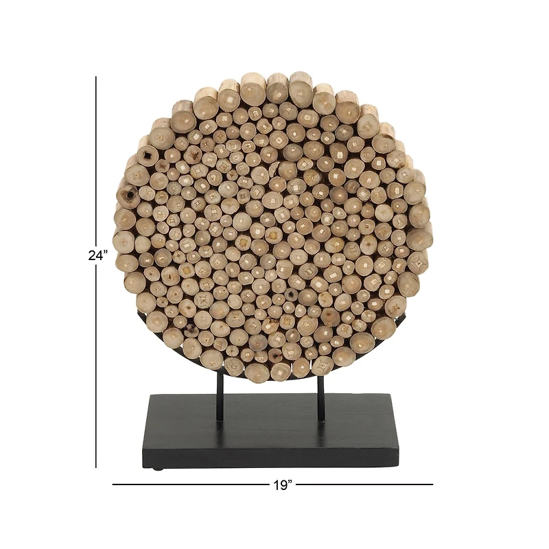 24" Natural Brown Teak Wood Abstract Sculpture