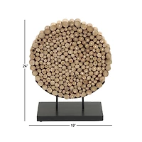 24" Natural Brown Teak Wood Abstract Sculpture