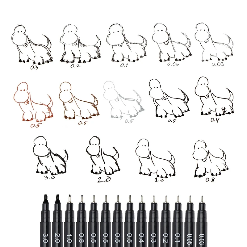 Pentel Arts® Pointliner™ Black 5 Piece Pen Set