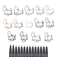 Pentel Arts® Pointliner™ Black 5 Piece Pen Set