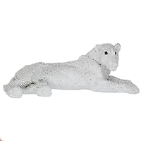 9" White Polystone Leopard Glam Sculpture